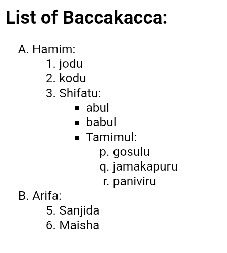 HTML output example 1